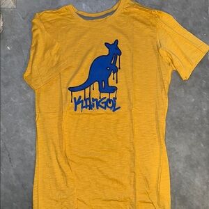 Kangol Yellow Short Sleeve Tee with Blue Kangaroo Graphic